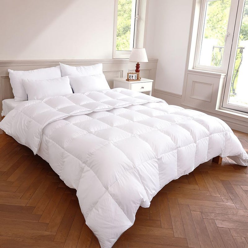 MOOFUN All Season 50Oz Fill Down Comforter Queen Size w/odorless greyduck Down,Soft &Noiseless Cover 400thread Count for Noise Sensitive Sleeper, Hotel Collection Lightweight Duvet Insert 90 * 90Inch - Image 1